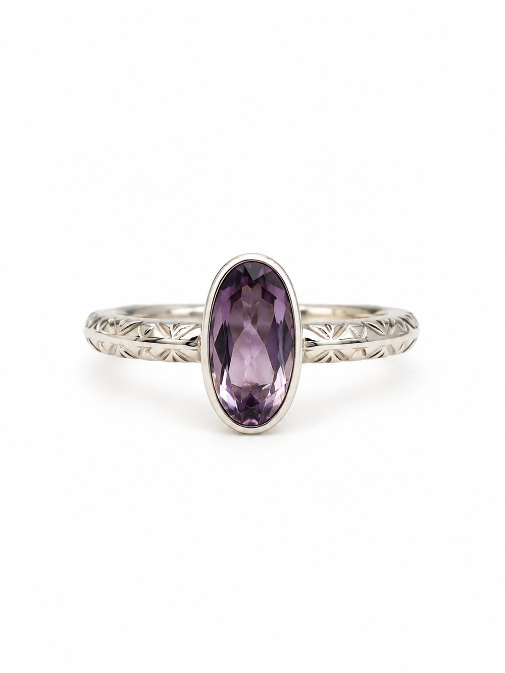 Amethyst Elongated Oval Ring